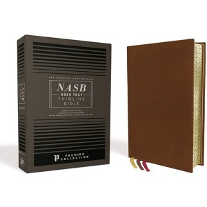 Nasb, Thinline Bible, Premium Goatskin Leather, Brown, Premier Collection, Black Letter, Gauffered Edges, 2020 Text, Comfort Print - by  Zondervan - 1 of 1