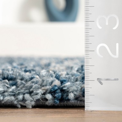 Brooke Blue and Ivory Shag Tasseled Runner Rug