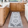 Acekool Washable Runner Rug 2x6, Low-Pile Oriental Floral Vintage Design, Non-Skid, Soft Carpet for Hallway, Bedroom, Kitchen – Gray - 2 of 4
