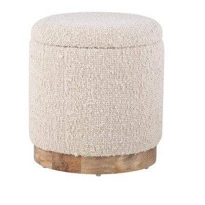 Carolina Chair  Table Handwoven Hestia Round Wood Base Storage Ottoman