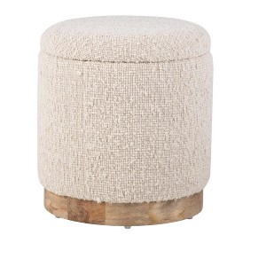 Carolina Chair  Table Handwoven Hestia Round Wood Base Storage Ottoman - 1 of 4