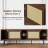 Bestier Mid-century Modern Tv Stand For 70" Tv ,media Console With Natural Rattan Sliding Door - 3 of 4
