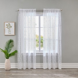 BrylaneHome Embroidered Voile Panel - 1 of 2