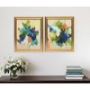 HomeRoots Set Of Two Orange Blue Yellow Abstracts Gold Framed Print Wall Art - 2 of 4