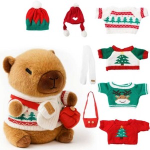 TITQWOP Christmas Capybara Plush with 9 Pcs Clothes & Accessories,Christmas Stuffed Animals,Cute Plush Toys,Birthday Gifts&Dress Up Cute Plushies - 1 of 4