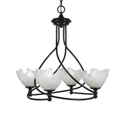 Toltec Lighting Capri 4 - Light Chandelier in  Dark Granite with 7" Gold Ice Shade
