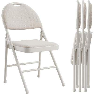homfan Metal Folding Chair with Non-Slip Foot Pads, Chair with Cotton