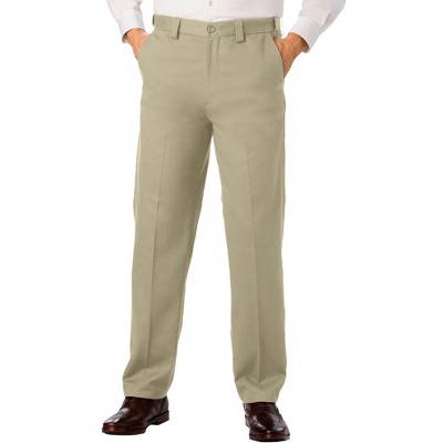 KingSize Classic Fit Wrinkle-Free Expandable Waist Plain Front Pants