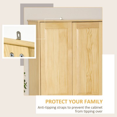 Light Brown Pinewood Raised Panel Kitchen Pantry Cabinet