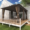 YARDSIGHT Hardtop Gazebo, Aluminum Frame Permanent Pavilion with Curtains and Netting,Double Roof,Designed for Garden, Lawns, Patio - 2 of 4