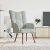 vidaXL Modern Light Grey Velvet Armchair with Wooden Legs, Thick Padded Foam Seat, Aesthetic Blocks on Backrest - Light Gray - 2 of 4