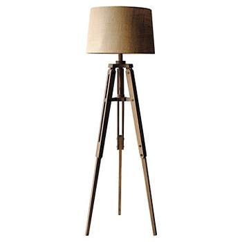 Mariner Tripod Style Wood Floor Lamp with Burlap Drum Shade Rust - Storied Home