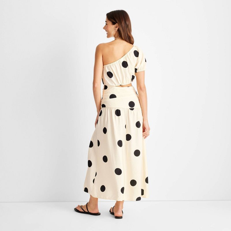 Women's Polka Dot One Shoulder Cut-Out Midi Dress - Future Collective™ with Jenny K. Lopez Cream, 2 of 10