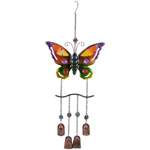 Northlight 24" Purple and Bronze Butterfly Outdoor Garden Windchime - 1 of 4