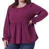 Agnes Orinda Women's Plus Size Swiss Dot Round Neck Puff Sleeve Casual Cute Babydoll Blouses - 2 of 4