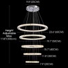 Siljoy Modern Crystal Chandeliers for High Ceilings, Led Pendant Light Fixture 3 Colors Adjustable, Gold Chandelier for Foyer Staircase - 3 of 4
