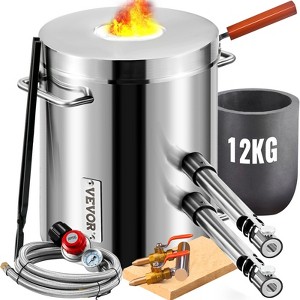VEVOR Propane Melting Furnace Kit, 12KG Large Capacity Foundry Home Kilns,Stainless Steel,  Blacksmithing Forge with Crucible an Tongs Kiln,Silver - 1 of 4