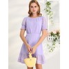 Allegra K Women's Elegant Short Sheer Sleeve Ruffle Hem Swiss Dots Chiffon Dress - 2 of 4