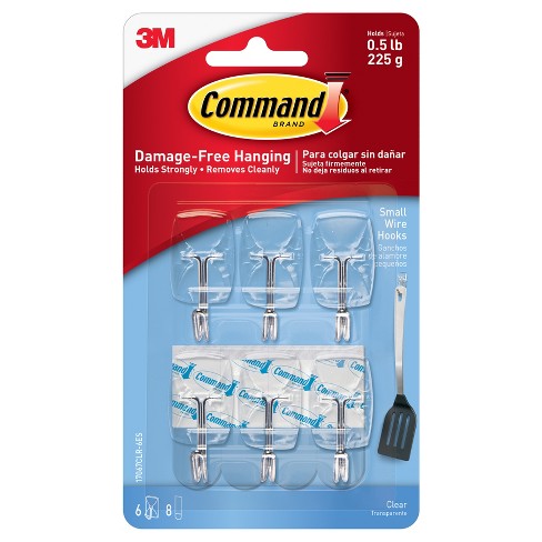 3M Command Wall Hook Small Wire 6 Hook Pack - Clear : Target