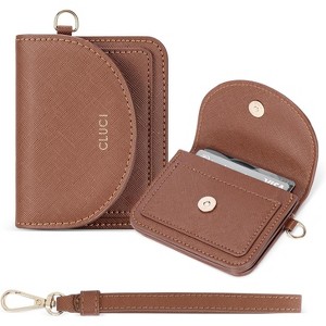 CLUCI Small Womens Wallet Leather RFID Blocking Card Holder Ladies Wallets with Wrist Strap Brown - 1 of 3