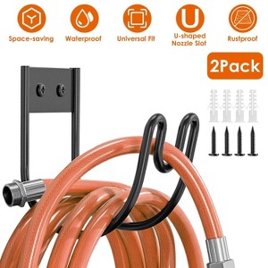 Munora 2-Pack Heavy Duty Garden Hose Holder, Stainless Steel Wall Mounted Hose Hook Rack Organizer for Water Hoses & Extension Cords - 1 of 4
