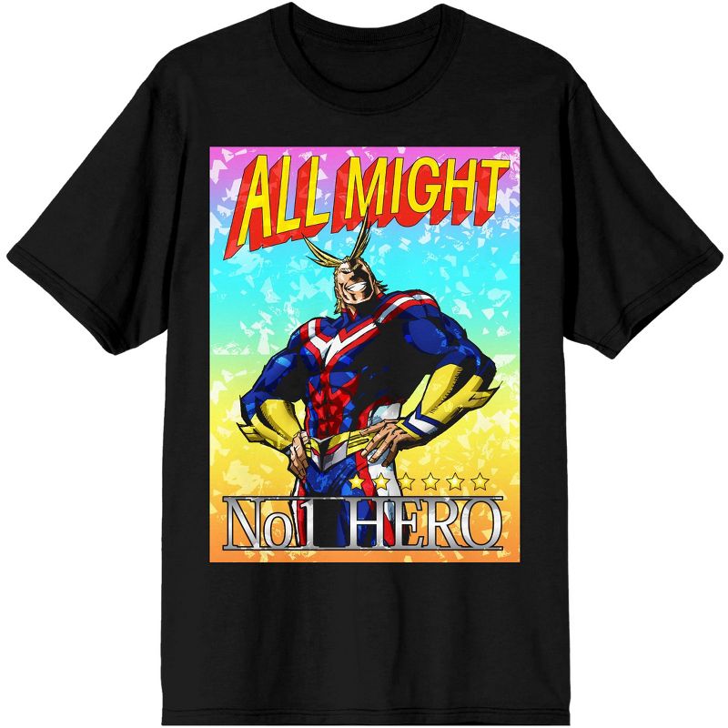 All Might Trading Card My Hero Academia Mens Black Graphic Tee, 1 of 4
