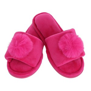CTM Girl's Soft Pom Open Toe Slide Slippers - 1 of 4