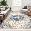 Faux Wool Vintage Floral Printed Area Rug Machine Washable Stain Resistant Non Shedding Floor Rug for Living Room Bedroom - 2 of 4
