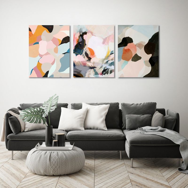 Americanflat Abstract Peachy Paintings By Louise Robinson Triptych Wall Art - Set Of 3 Canvas Prints, 5 of 7