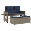 vidaXL Reclining Patio Bench with Cushions Gray Poly Rattan - 4 of 4