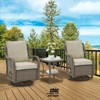 Jojoka 3pc Outdoor Wicker Rocking Bistro Set with 2 Swivel Chairs & Glass-Top Table, Rattan Patio Furniture with Cushions for Porch, Backyard - 2 of 4