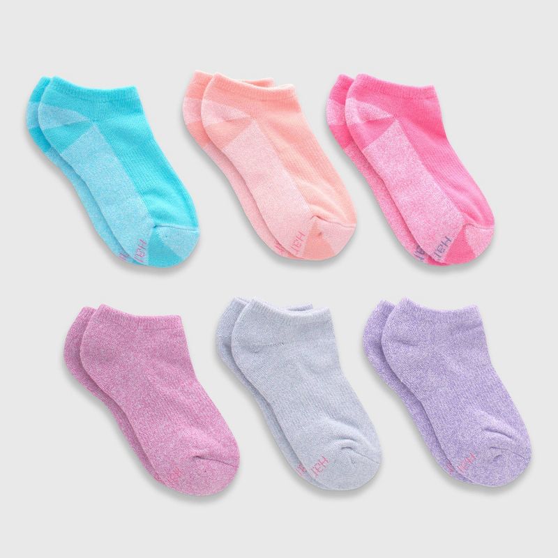 Hanes Premium Girls' 6pk Pure No Show Socks - Colors May Vary, 1 of 5
