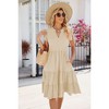 Women's Casual Tiered Dress with Pockets V Neck Ruffle Dress Cap Sleeve Swing Mini Dress A-Line Dresses - 2 of 4