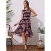 Allegra K Women's Wrap Ruffle High Low Hem Round Neck Keyhole Back Sleeveless Floral Dress - 3 of 4