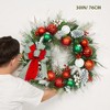 Traditional Christmas Wreath, 30 Inch Pre-Lit Lighted Christmas Wreath for Front Door with Berries - 2 of 4