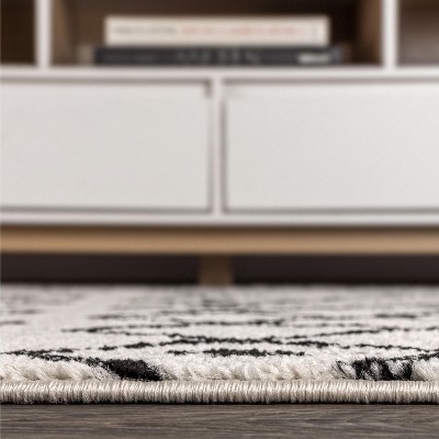 Aksil Cream and Black Moroccan Synthetic Area Rug