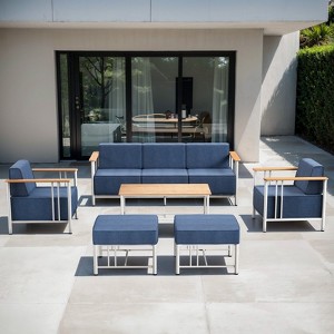 Belord Metal Patio Furniture Set with 10" Extra Thick Cushion, 6PCS Outdoor Conversation Set with Patio Chair, Couch, Coffee Table and Ottoman - 1 of 4