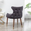 Lyngins Contemporary Velvet Accent Chair – Button Tufting & Nailhead Trim, Upholstered Armless Chair, Living Room Chair with Black Rubberwood Legs - 4 of 4