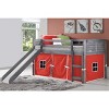 Donco Kids Louver Twin Antique Grey Low Loft Bed With Slide & Red Tent - 4 of 4