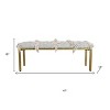 HomeRoots 47" Gray Ivory and Gold Geometric Cotton Upholstered Bench - 3 of 4