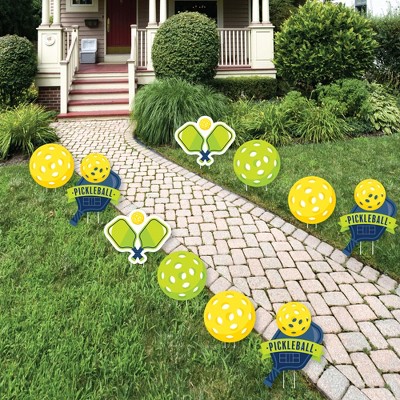 Big Dot of Happiness Let's Rally - Pickleball - Paddles and Pickleballs Lawn Decorations - Outdoor Birthday or Retirement Party Yard Decorations 10 Pc