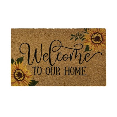 Farmhouse Living Welcome to Our Home Sunflower Coir Doormat - 18" x 30" - Natural - Elrene Home Fashions