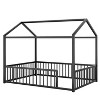Polibi Montessori Metal House Floor Bed Frame with Full Fence Guardrails - 4 of 4