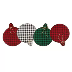 Farmhouse Living Holiday Rustic Ornaments Burlap Centerpiece Runner - 13" x 36" - Elrene Home Fashions