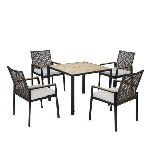 Dexmalle 5PCS Patio Dining Table Set with Cushions and Umbrella Hole - 1 of 4