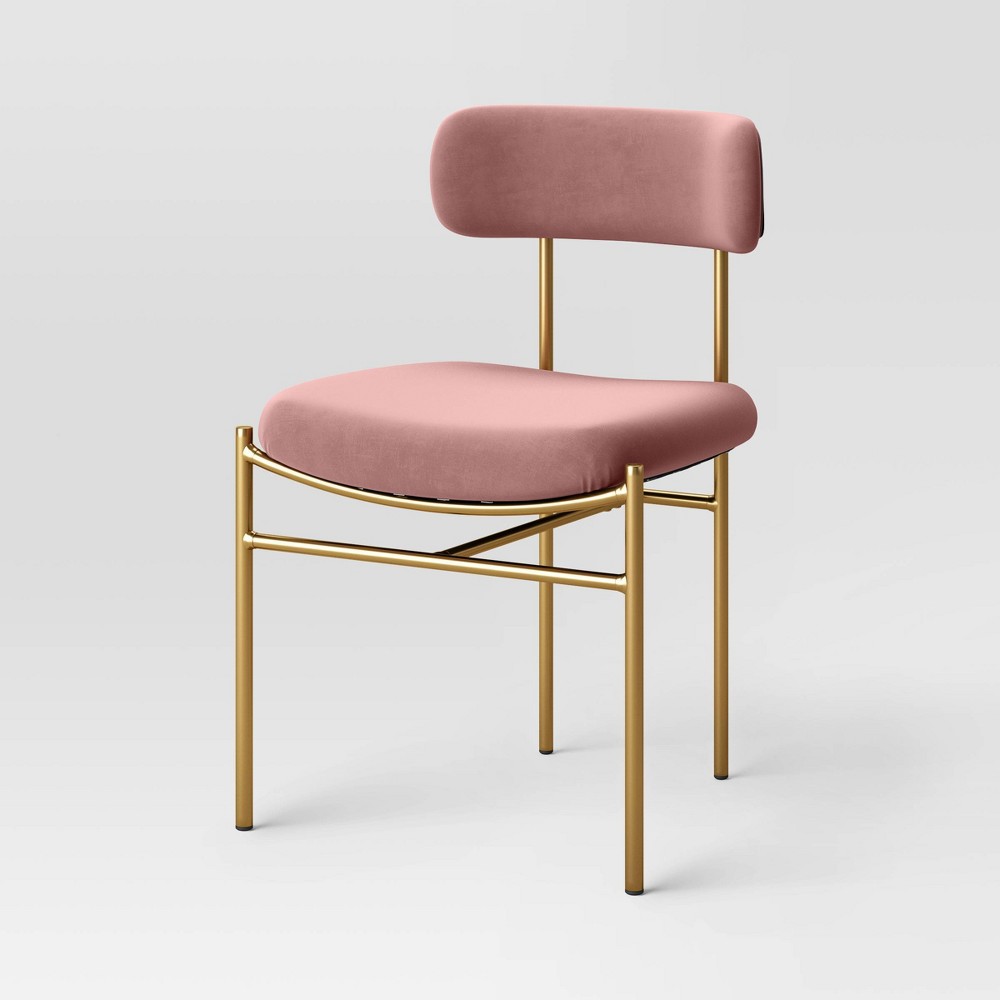 Photos - Dining Table Orion Luxe Dining Chair with Brass Legs Blush Velvet - Threshold™