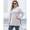 Clearlove Women's Plus Size Turtleneck Oversized Sweaters Long Sleeve Split Hem Knit Pullover Tops - 4 of 4