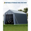 10x15FT Outdoor Storage Shed, Heavy Duty Waterproof Tarp with Ventilated Zipper Door, for Motorcycle, Bike, Garden Tools - 2 of 4