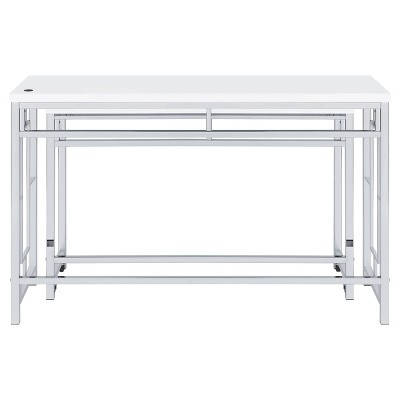 Modern Chrome and White 4-Piece Counter Height Dining Set