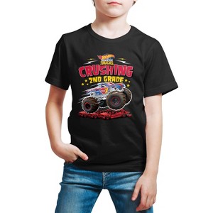 Boys' - Hot Wheels - Monster Trucks Crushing 2nd Grade Short Sleeve Graphic T-Shirt - 1 of 4